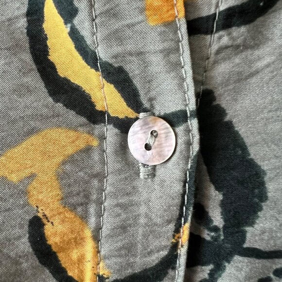 Figuerao & Flower Womens Long Sleeve Floral Button-Up Midi Dress Green/Yellow Si - Picture 6 of 11